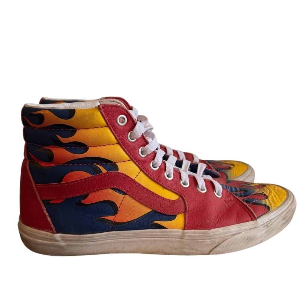 Vans Sk8-Hi Racer Leather and Canvas Sneaker in Awesome Red / True Blue M9/W10.5